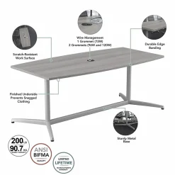 Conference Room Tables*Bush Business Furniture 120W x 48D Boat Shaped Conference Table with Metal Base, (99TBM120PGSVK) Platinum Gray