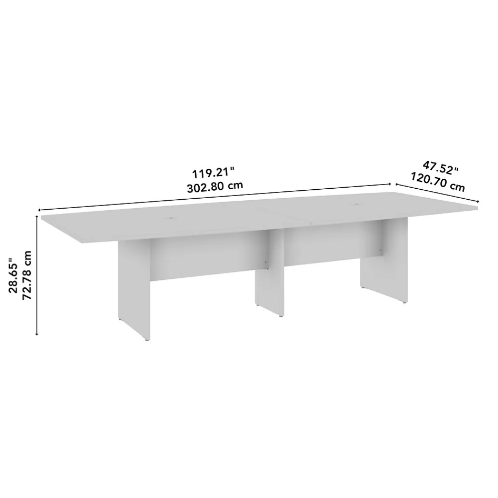 Conference Room Tables*Bush Business Furniture 120W x 48D Boat Shaped Conference Table with Wood Base, Modern Hickory (99TB12048MHK)