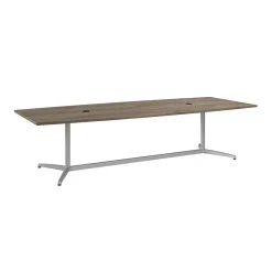 Conference Room Tables*Bush Business Furniture 120W x 48D Boat Shaped Conference Table with Metal Base, Modern Hickory (99TBM120MHSVK)