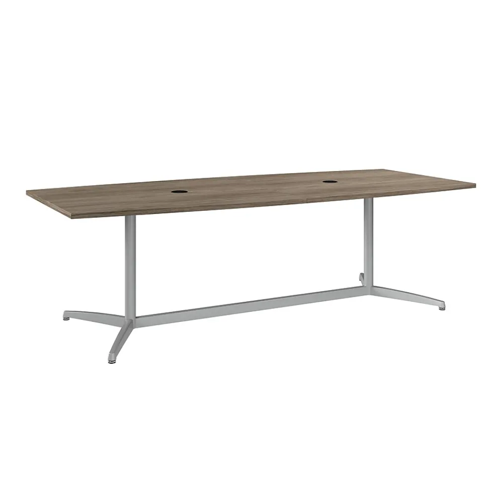 Conference Room Tables*Bush Business Furniture 96W x 42D Boat Shaped Conference Table with Metal Base, Modern Hickory (99TBM96MHSVK)