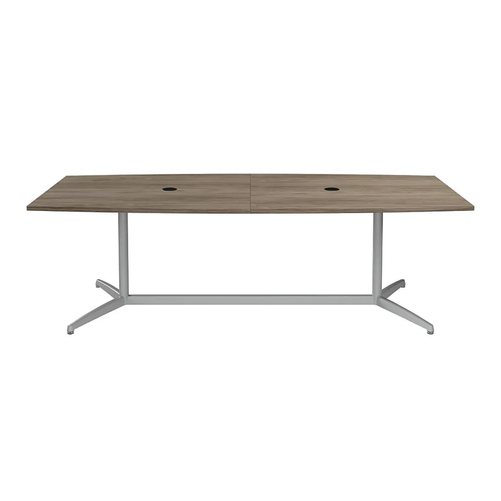 Conference Room Tables*Bush Business Furniture 96W x 42D Boat Shaped Conference Table with Metal Base, Modern Hickory (99TBM96MHSVK)