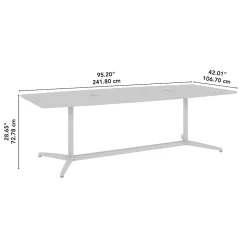 Conference Room Tables*Bush Business Furniture 96W x 42D Boat Shaped Conference Table with Metal Base, Modern Hickory (99TBM96MHSVK)