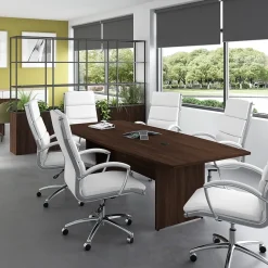 Conference Room Tables*Bush Business Furniture 96W x 42D Boat Shaped Conference Table with Wood Base, Black Walnut (99TB9642BWK)