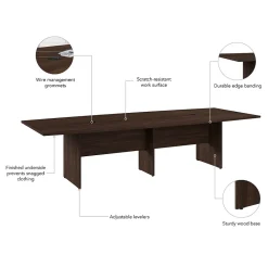 Conference Room Tables*Bush Business Furniture 120W x 48D Boat Shaped Conference Table with Wood Base, Black Walnut (99TB12048BWK)