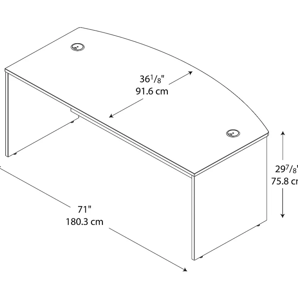 Computer Desks*Bush Business Furniture Westfield 72"W Bow Front Desk, (WC72446) Natural Cherry/Graphite Gray
