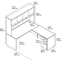 L-Desks*Bush Business Furniture Westfield 72W L Shaped Desk with Hutch and Mobile File Cabinet, (SRC0018MASU) Mahogany