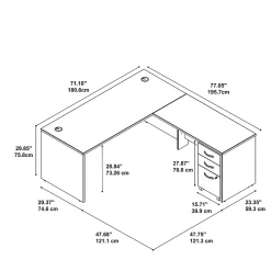 L-Desks*Bush Business Furniture Westfield 72W L Shaped Desk with 48W Return and Mobile File Cabinet, (SRC001MRSU) Mocha Cherry