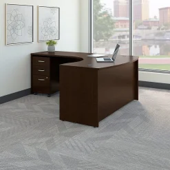 Computer Desks*Bush Business Furniture Westfield Left Handed L Shaped Desk with Mobile File Cabinet, (SRC007MRLSU) Mocha Cherry