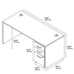 Computer Desks*Bush Business Furniture Westfield 66W x 30D Office Desk with Mobile File Cabinet, (SRC015MRSU) Mocha Cherry