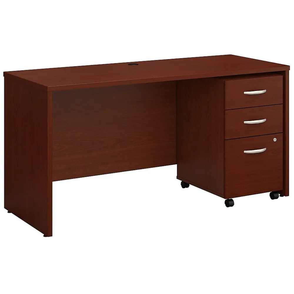 Computer Desks*Bush Business Furniture Westfield 60W x 24D Office Desk with Mobile File Cabinet, (SRC025MASU) Mahogany