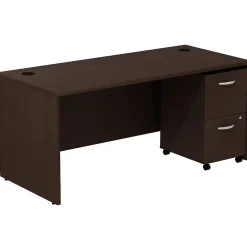 Computer Desks*Bush Business Furniture Westfield Desk w/ 2 Drawer Mobile Pedestal, (SRC028MRSU) Mocha Cherry