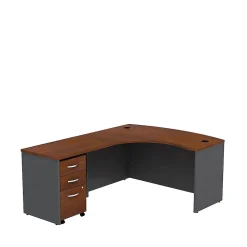 L-Desks*Bush Business Furniture Westfield Left Handed L Shaped Desk w/ Mobile File Cabinet, Gray, (SRC007HCLSU) Hansen Cherry/Graphite