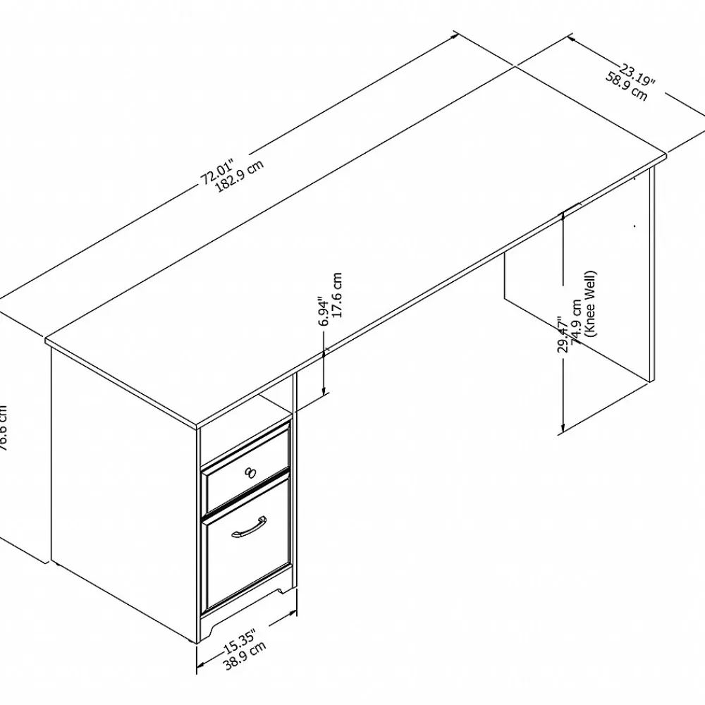Computer Desks*Bush Furniture Cabot 72"W Computer Desk with Drawers, (WC31872) Espresso Oak