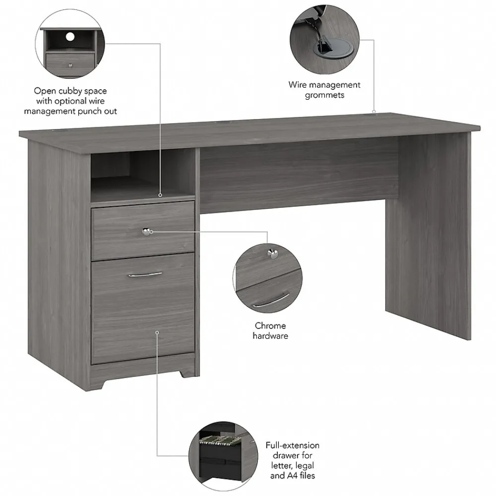 Computer Desks*Bush Furniture Cabot 60"W Computer Desk with Drawers, (WC31360) Modern Gray