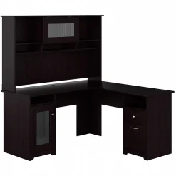 L-Desks*Bush Furniture Cabot 60"W L Shaped Computer Desk with Hutch and Storage, (CAB001EPO) Espresso Oak