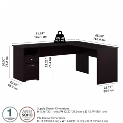 L-Desks*Bush Furniture Cabot 72