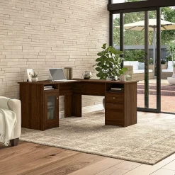 L-Desks*Bush Furniture Cabot 60"W L Shaped Computer Desk, (WC31030-03K) Modern Walnut