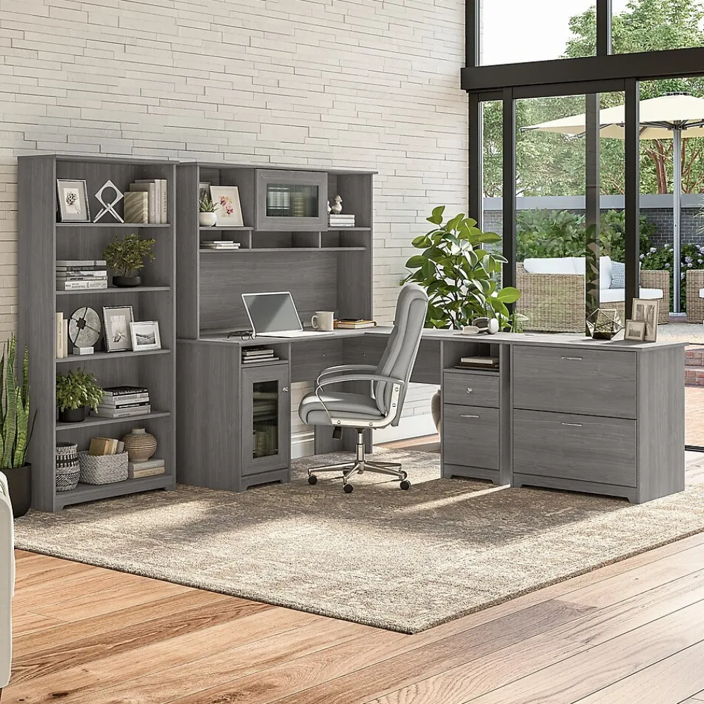 L-Desks*Bush Furniture Cabot 60"W Wood L-Shaped Computer Desk, (WC31330K) Modern Gray