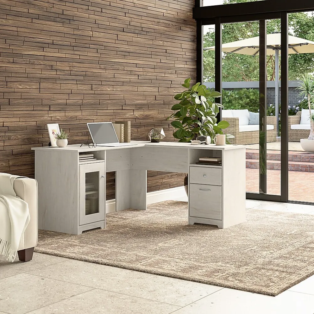 L-Desks*Bush Furniture Cabot 60"W Wood L-Shaped Computer Desk, (WC31130K) Linen White Oak
