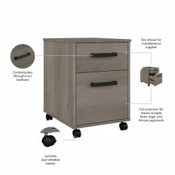 File Cabinets*Bush Furniture City Park 2 Drawer Mobile File Cabinet, (CPF116DG-03) Driftwood Gray