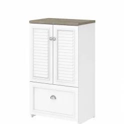 Storage Cabinets*Bush Furniture Fairview 41.69" Storage Cabinet with 3 Shelves, (WC53680-03) Shiplap Gray/Pure White