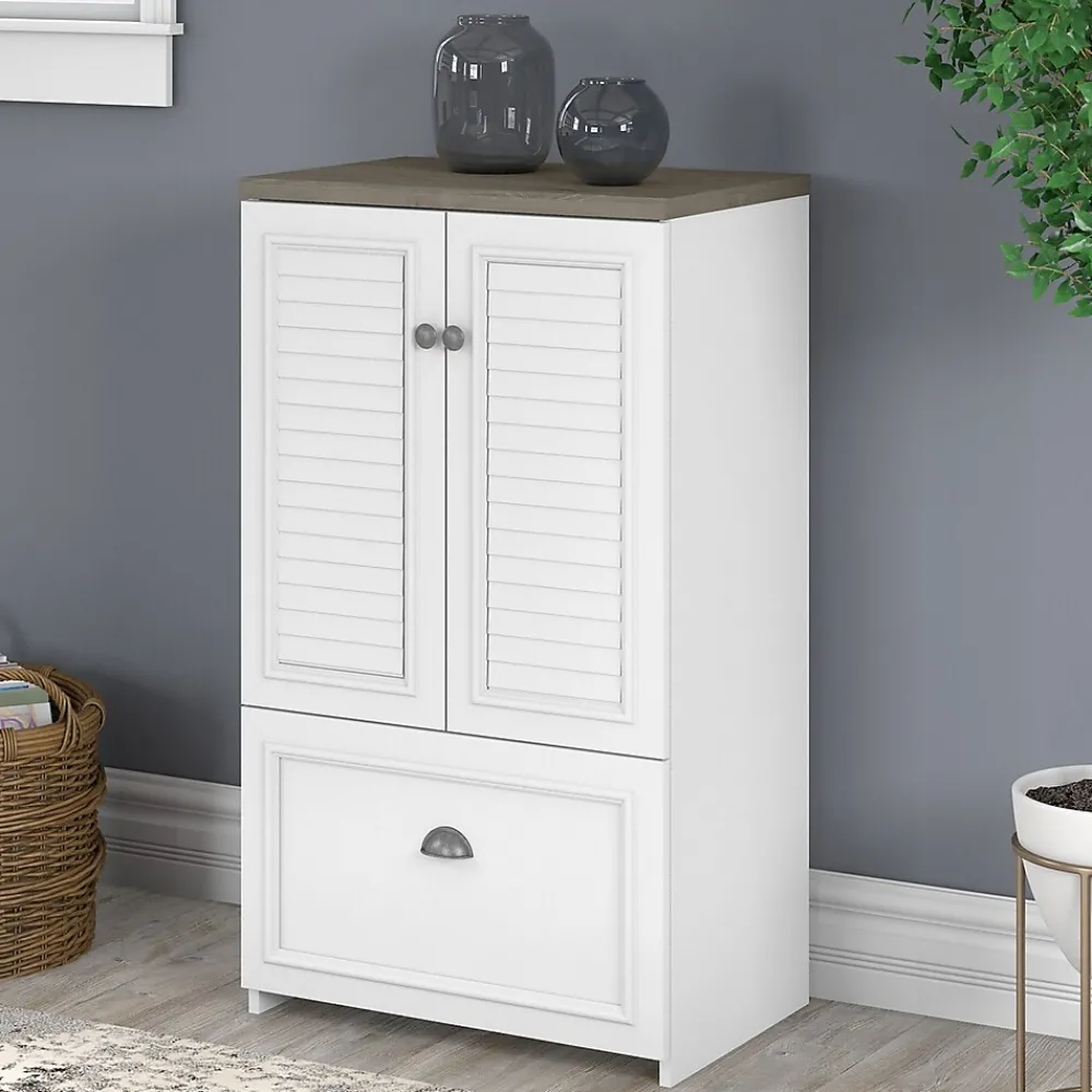 Storage Cabinets*Bush Furniture Fairview 41.69" Storage Cabinet with 3 Shelves, (WC53680-03) Shiplap Gray/Pure White