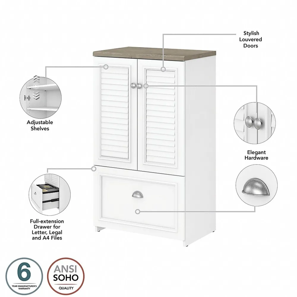 Storage Cabinets*Bush Furniture Fairview 41.69" Storage Cabinet with 3 Shelves, (WC53680-03) Shiplap Gray/Pure White