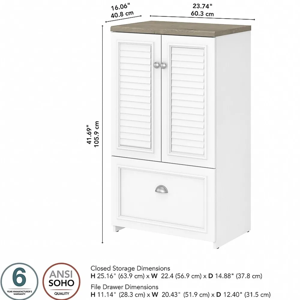 Storage Cabinets*Bush Furniture Fairview 41.69" Storage Cabinet with 3 Shelves, (WC53680-03) Shiplap Gray/Pure White