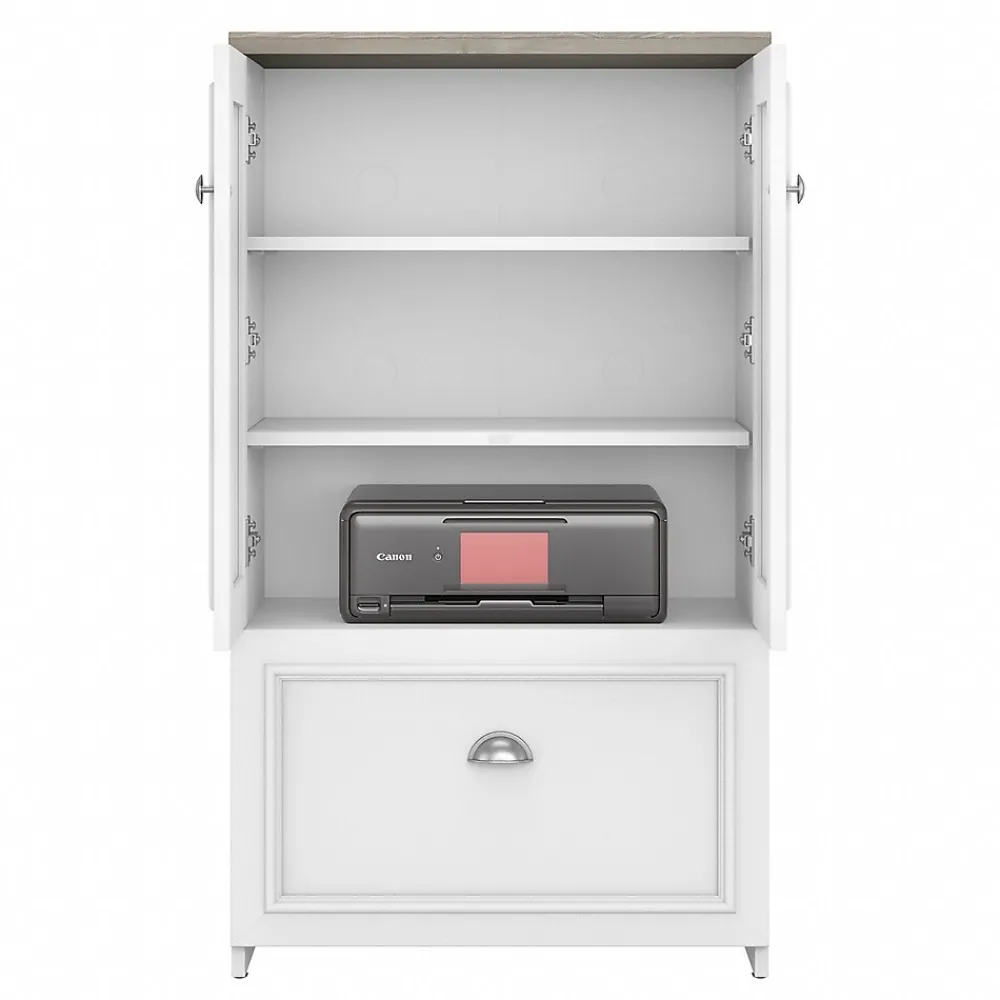 Storage Cabinets*Bush Furniture Fairview 41.69" Storage Cabinet with 3 Shelves, (WC53680-03) Shiplap Gray/Pure White