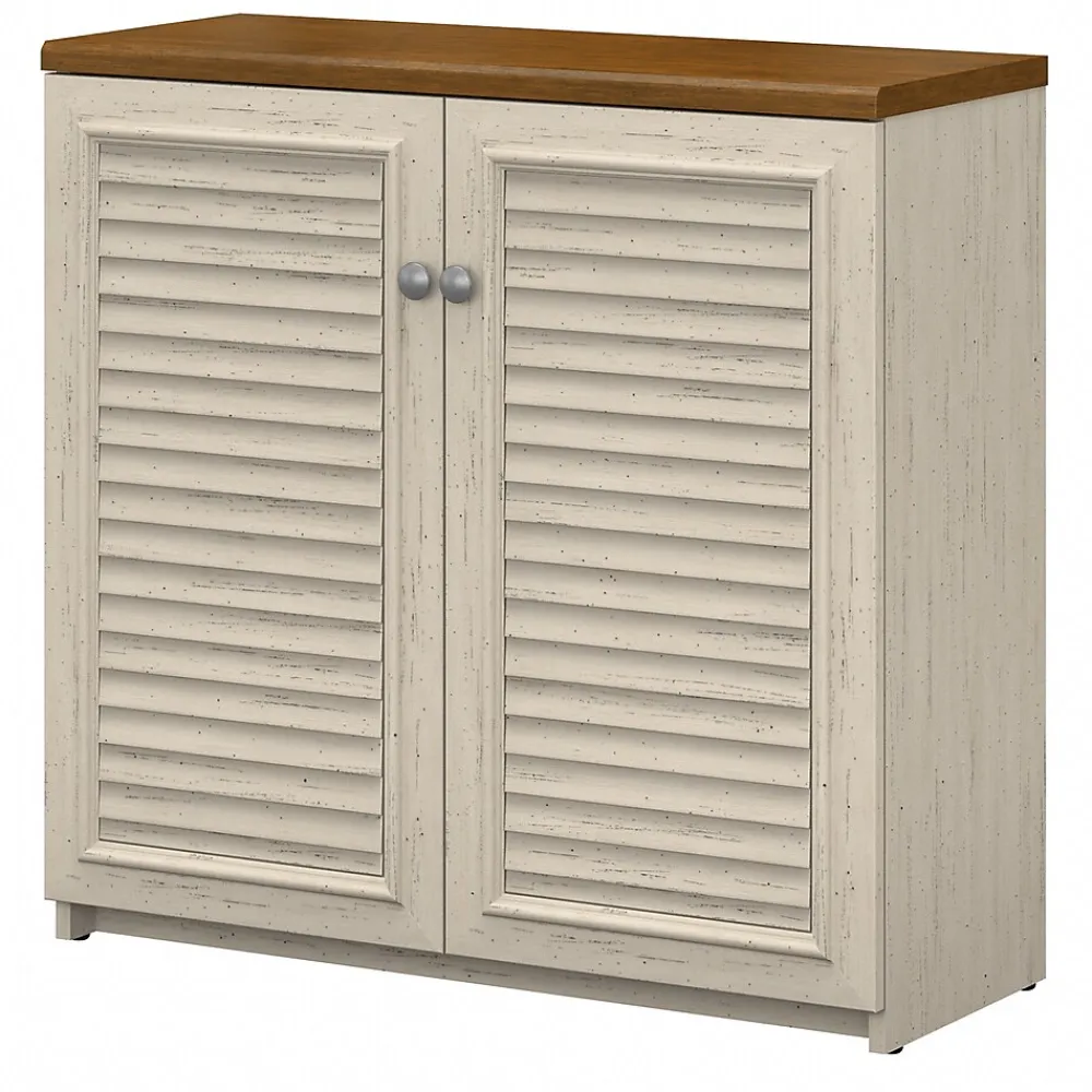 Storage Cabinets*Bush Furniture Fairview Small Storage Cabinet with Doors, (WC53296-03) Antique White/Tea Maple