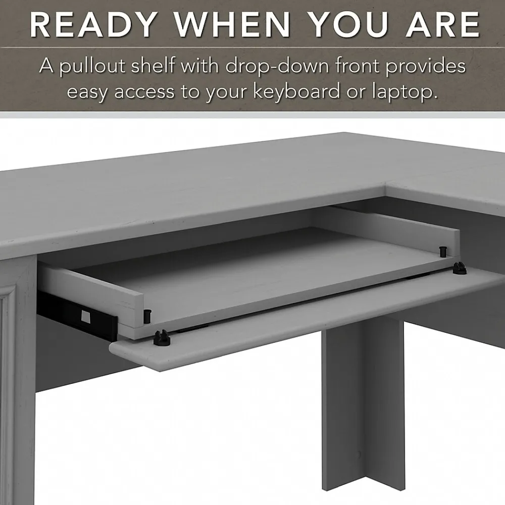 L-Desks*Bush Furniture Fairview 60"W L Shaped Desk with Lateral File Cabinet and 5 Shelf Bookcase, (FV008CG) Cape Cod Gray