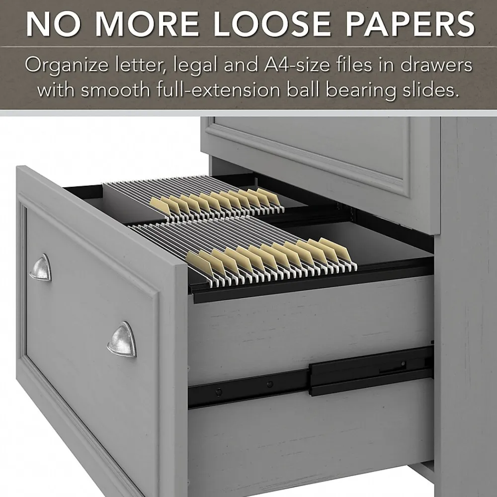 L-Desks*Bush Furniture Fairview 60"W L Shaped Desk with Lateral File Cabinet and 5 Shelf Bookcase, (FV008CG) Cape Cod Gray