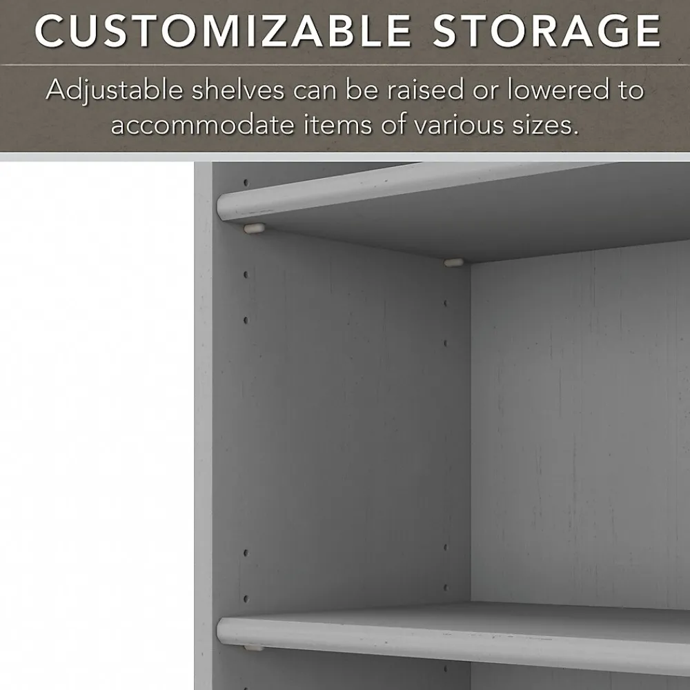 L-Desks*Bush Furniture Fairview 60"W L Shaped Desk with Lateral File Cabinet and 5 Shelf Bookcase, (FV008CG) Cape Cod Gray