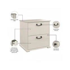 File Cabinets*Bush Furniture Homestead 2-Drawer Lateral File Cabinet, Letter/Legal Size, Lockable, Linen White Oak (HOF129LW-03)