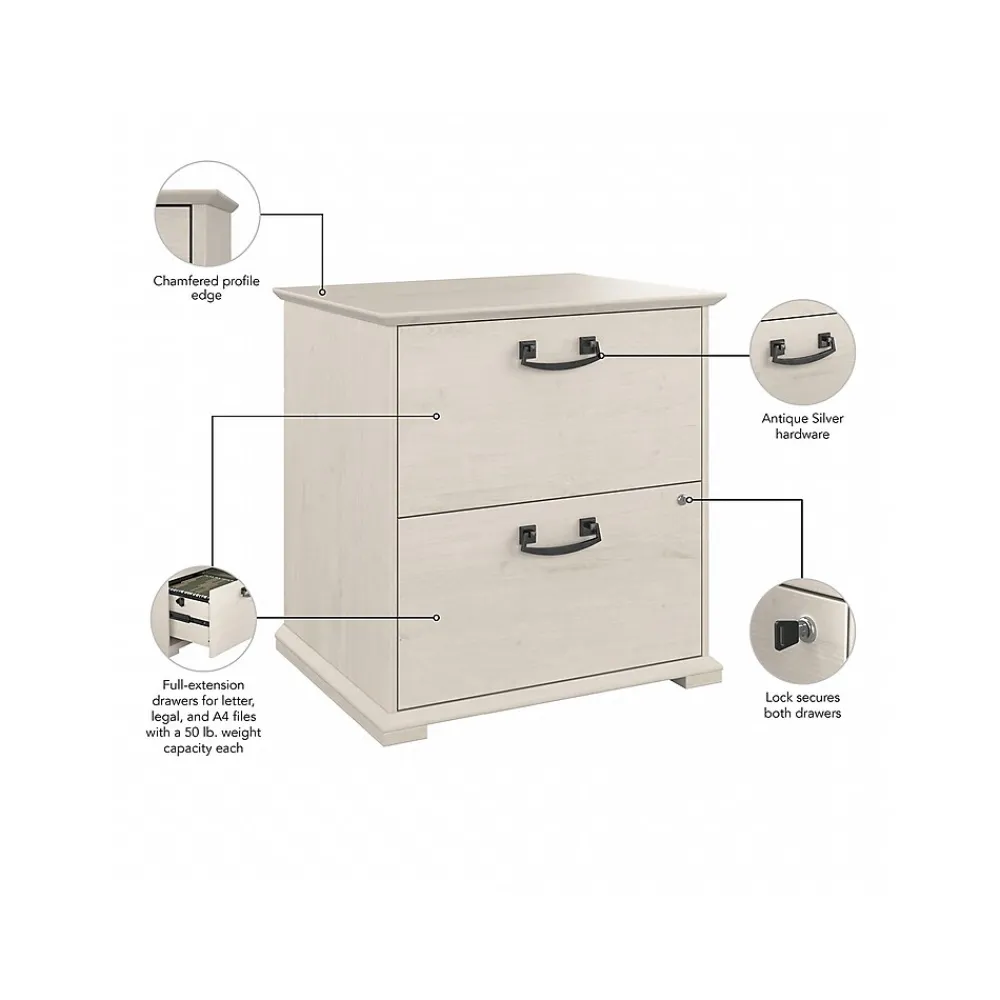 File Cabinets*Bush Furniture Homestead 2-Drawer Lateral File Cabinet, Letter/Legal Size, Lockable, Linen White Oak (HOF129LW-03)