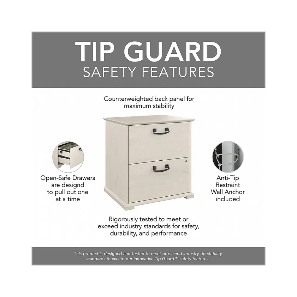 File Cabinets*Bush Furniture Homestead 2-Drawer Lateral File Cabinet, Letter/Legal Size, Lockable, Linen White Oak (HOF129LW-03)