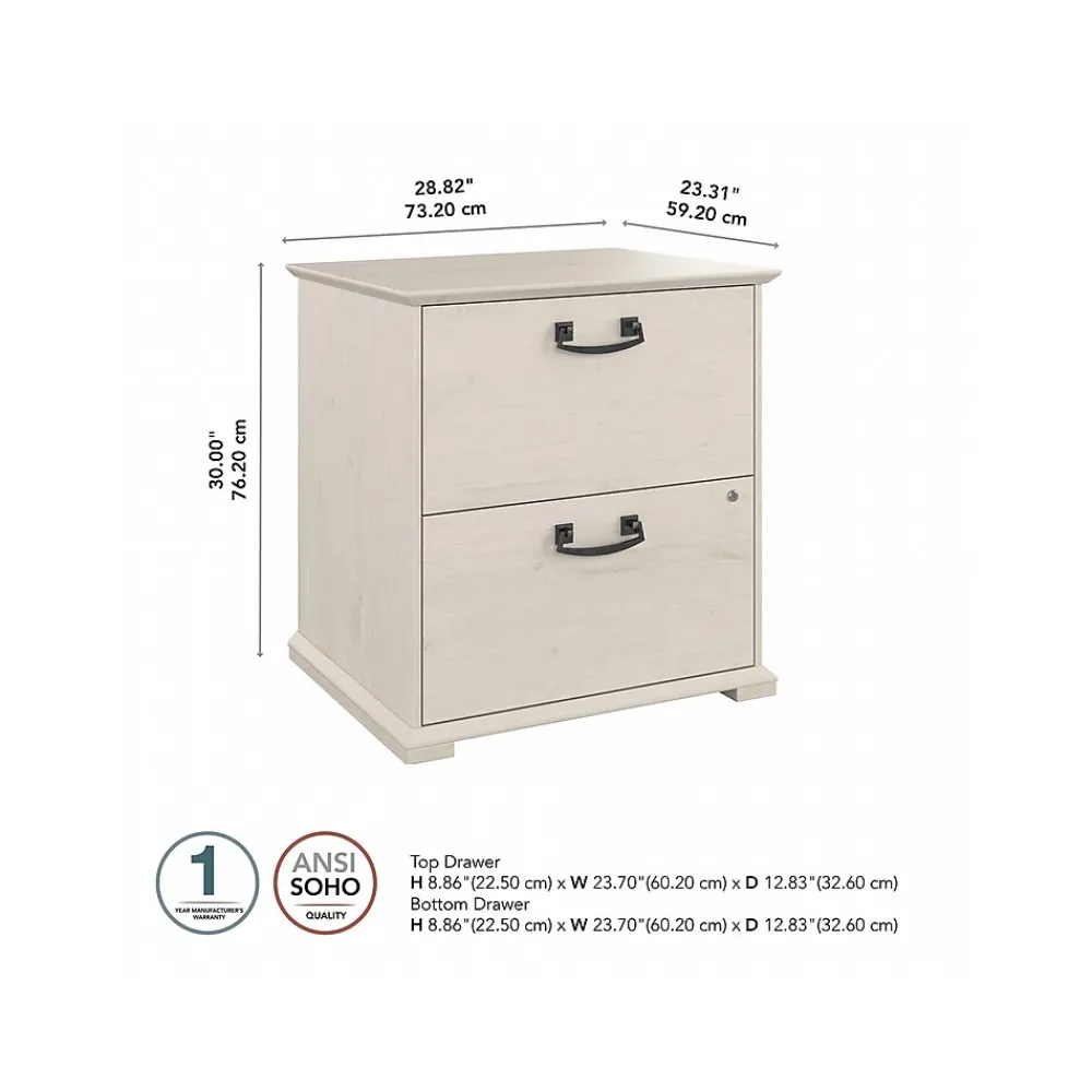 File Cabinets*Bush Furniture Homestead 2-Drawer Lateral File Cabinet, Letter/Legal Size, Lockable, Linen White Oak (HOF129LW-03)