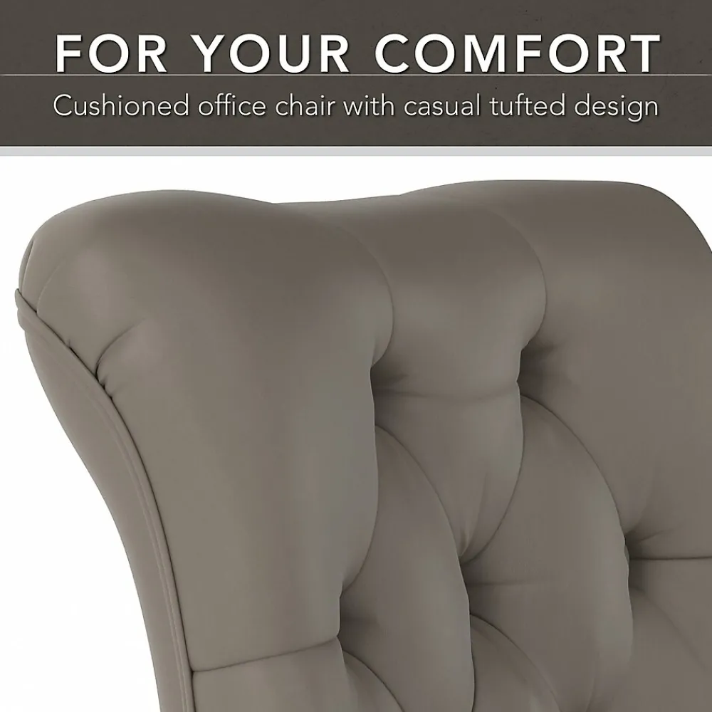 L-Desks*Bush Furniture Key West 60" L-Shaped Desk with Mid-Back Tufted Office Chair, Shiplap Gray/Pure White (KWS045G2W)