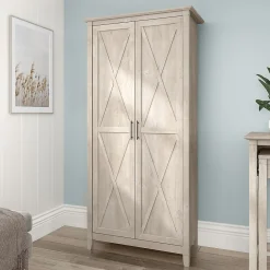Storage Cabinets*Bush Furniture Key West 66" Tall Storage Cabinet with Doors and 5 Shelves, Washed Gray (KWS266WG-03)