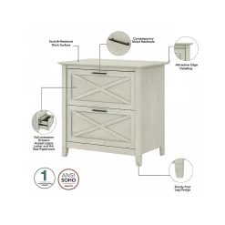 File Cabinets*Bush Furniture Key West 2-Drawer Lateral File Cabinet, Letter/Legal, Linen White Oak, 30