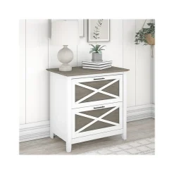 File Cabinets*Bush Furniture Key West 2-Drawer Lateral File Cabinet, Letter/Legal, Shiplap Gray/Pure White, 30" (KWF130G2W-03)