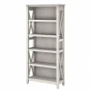 Bookcases*Bush Furniture Key West 66"H 5-Shelf Bookcase with Adjustable Shelves, Linen White Oak Laminated Wood (KWB132LW-03)