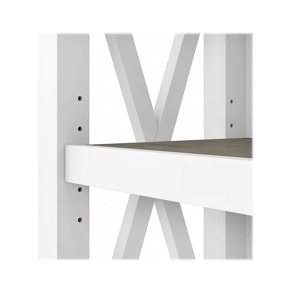 Bookcases*Bush Furniture Key West 66"H 5-Shelf Bookcase with Adjustable Shelves, Shiplap Gray/Pure White Laminated Wood, 2/Set (KWS046G2W)