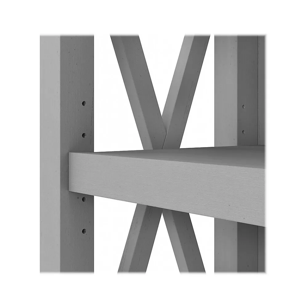 Bookcases*Bush Furniture Key West 66"H 5-Shelf Bookcase with Adjustable Shelves, Cape Cod Gray Laminated Wood, 2/Set (KWS046CG)