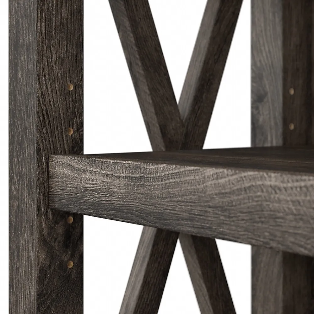 Bookcases*Bush Furniture Key West 66"H 5-Shelf Bookcase with Adjustable Shelves, Dark Gray Hickory Wood (KWB132GH-03)