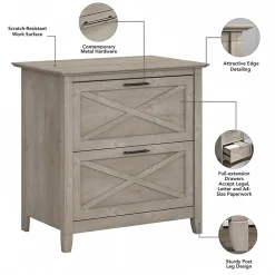 File Cabinets*Bush Furniture Key West Lateral File, Washed Gray (KWF130WG-03)