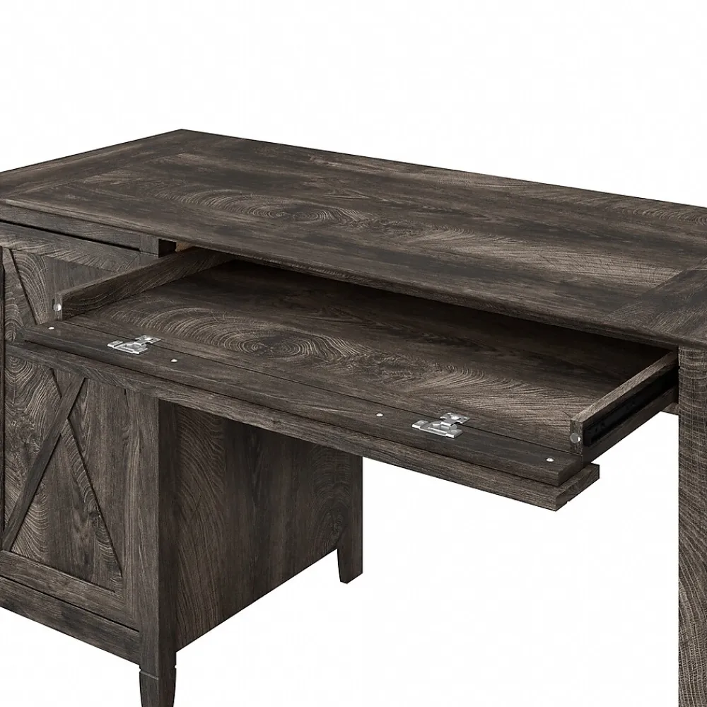 Computer Desks*Bush Furniture Key West 54"W Computer Desk with Storage and Mid-Back Tufted Office Chair, Dark Gray Hickory (KWS020GH)