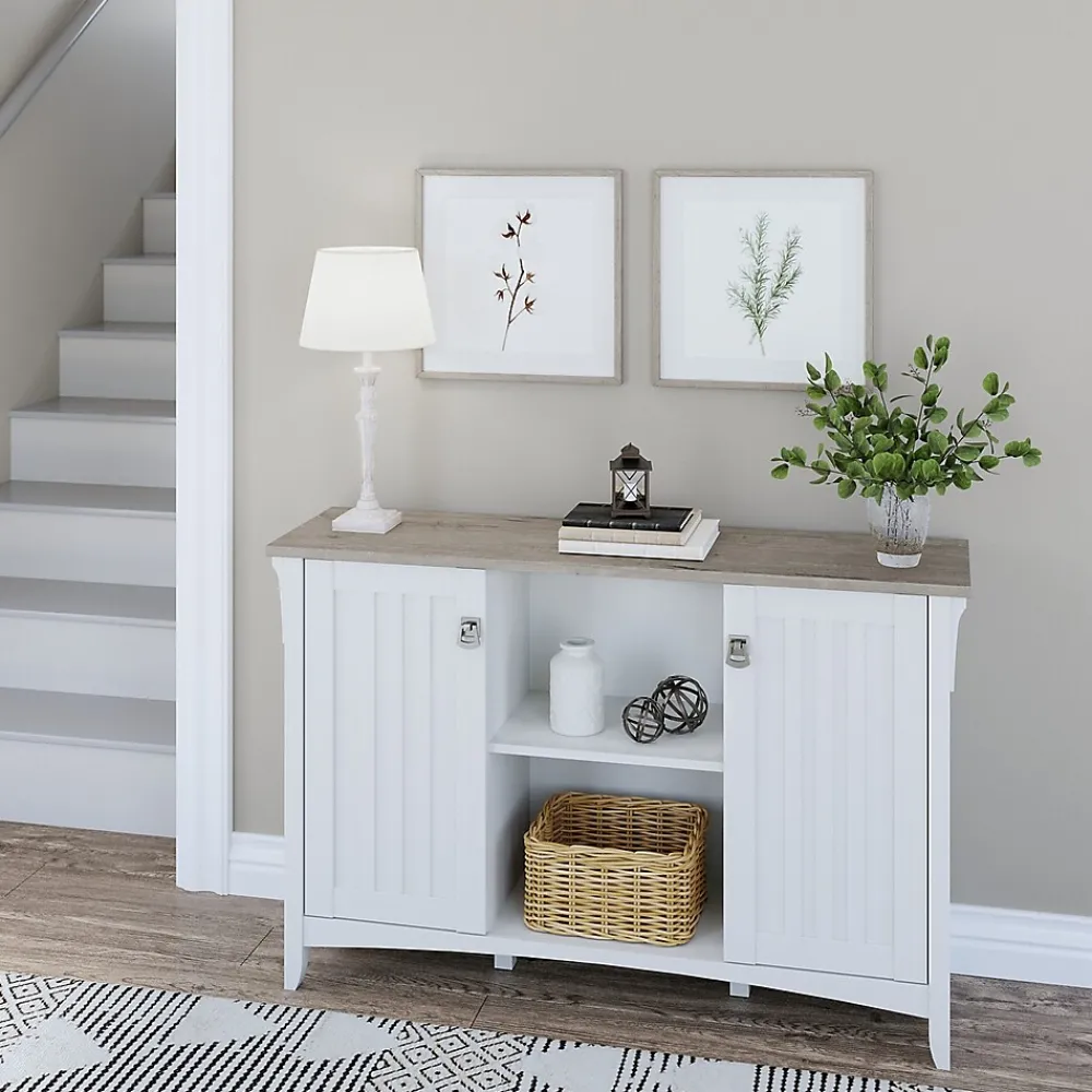 Storage Cabinets*Bush Furniture Salinas 29.96" Accent Storage Cabinet with 3 Shelves, (SAS147G2W-03) Shiplap Gray/Pure White