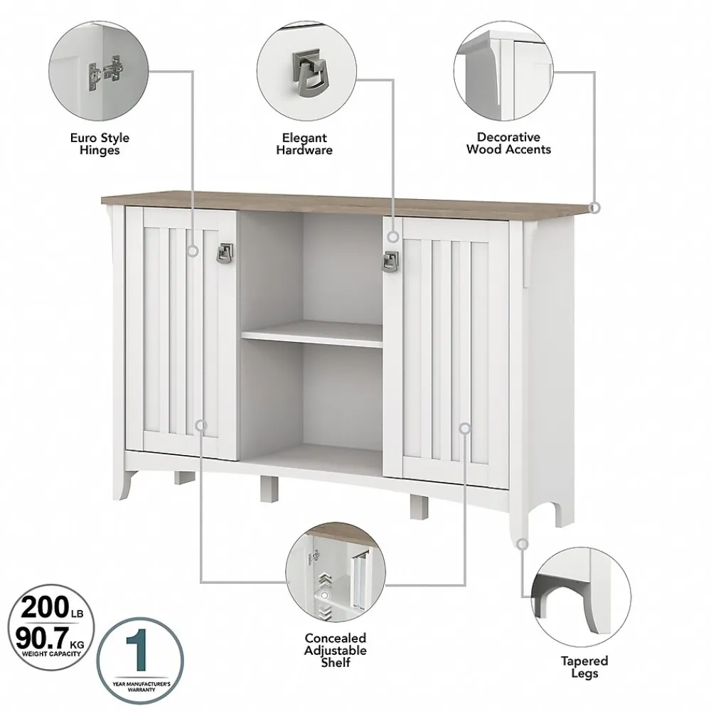 Storage Cabinets*Bush Furniture Salinas 29.96" Accent Storage Cabinet with 3 Shelves, (SAS147G2W-03) Shiplap Gray/Pure White