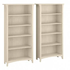 Bookcases*Bush Furniture Salinas 63"H 5-Shelf Tall Bookcase, , 2/Set (SAL036AW) Antique White